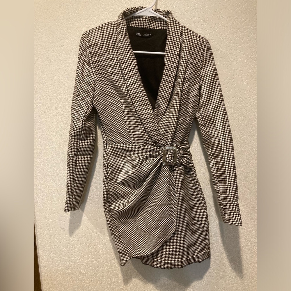 Zara Houndstooth Blazer Dress